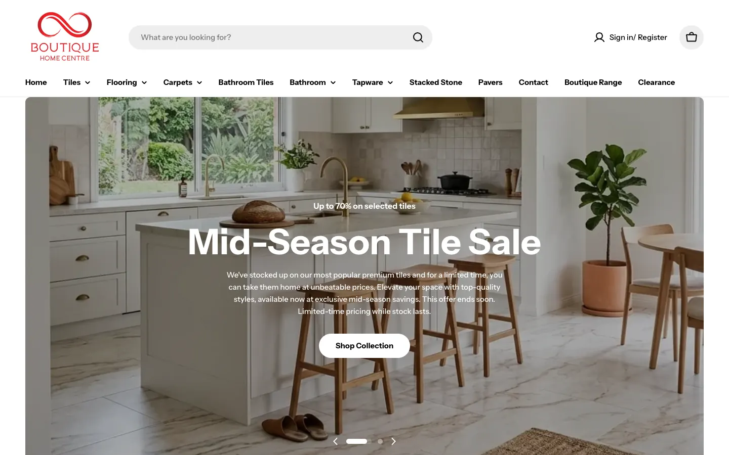 Boutique Home Centre home page